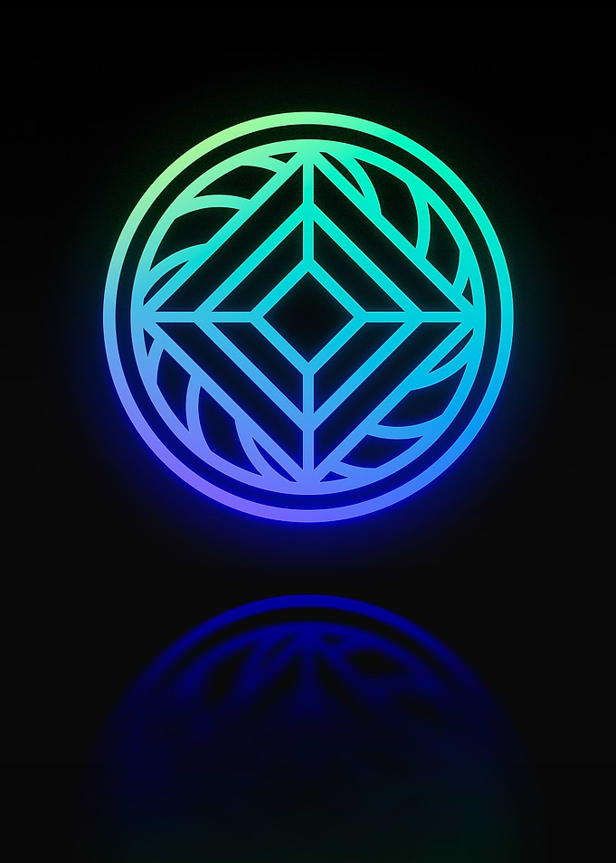 Neon Geometric Glyph Sign