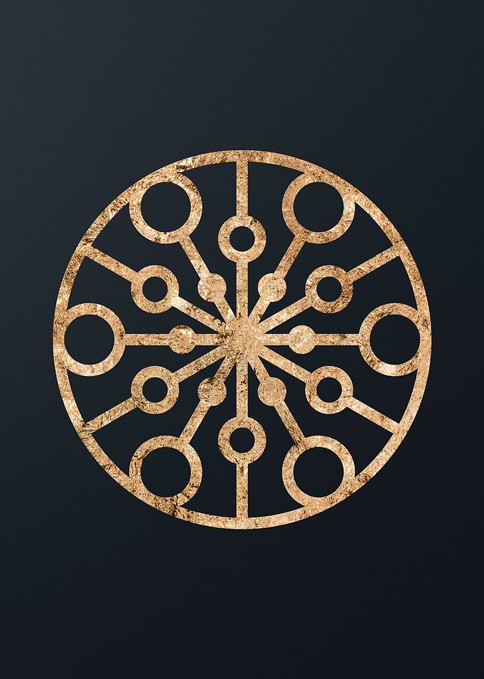 Gold Geometric Glyph Sign