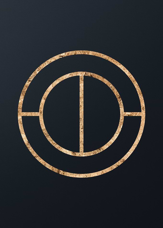 Gold Geometric Glyph Sign
