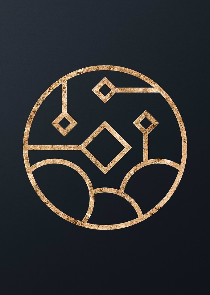 Gold Geometric Glyph Sign
