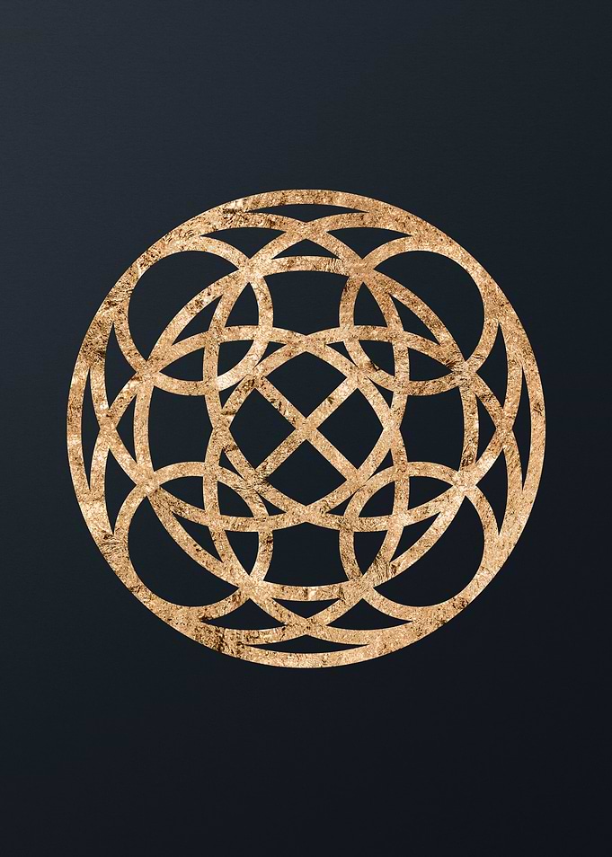 Gold Geometric Glyph Sign