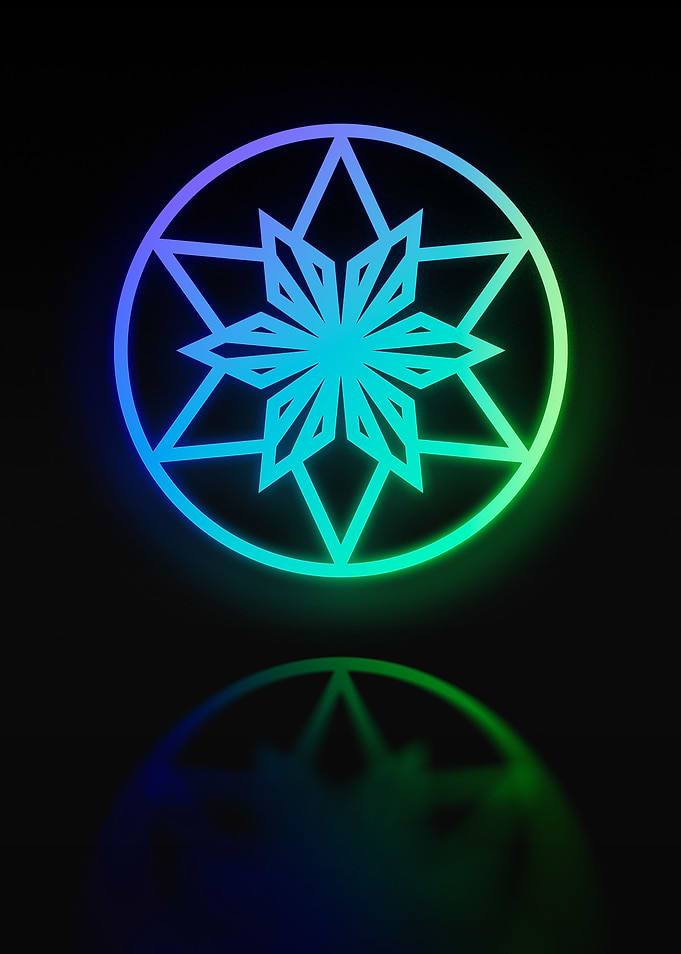 Neon Geometric Glyph Sign