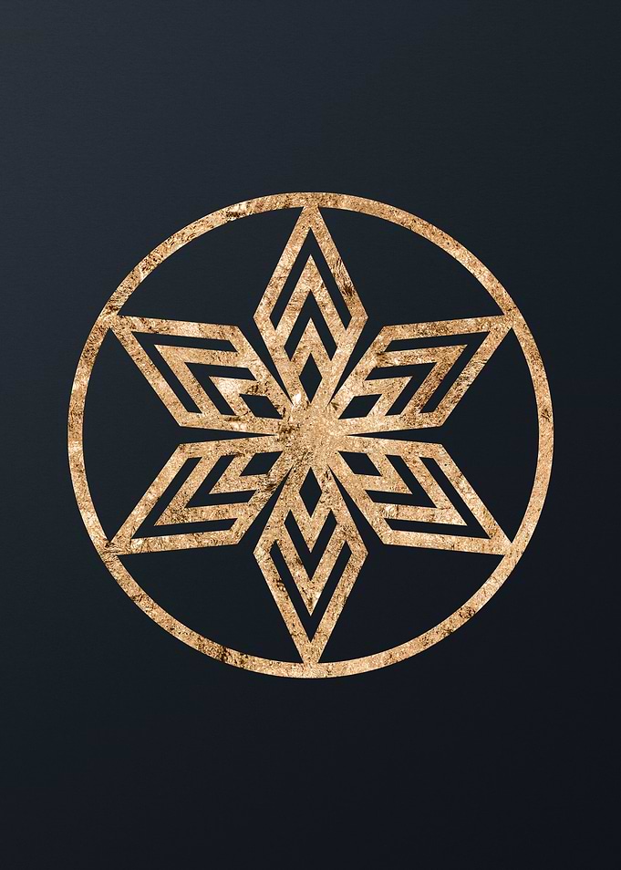 Gold Geometric Glyph Sign