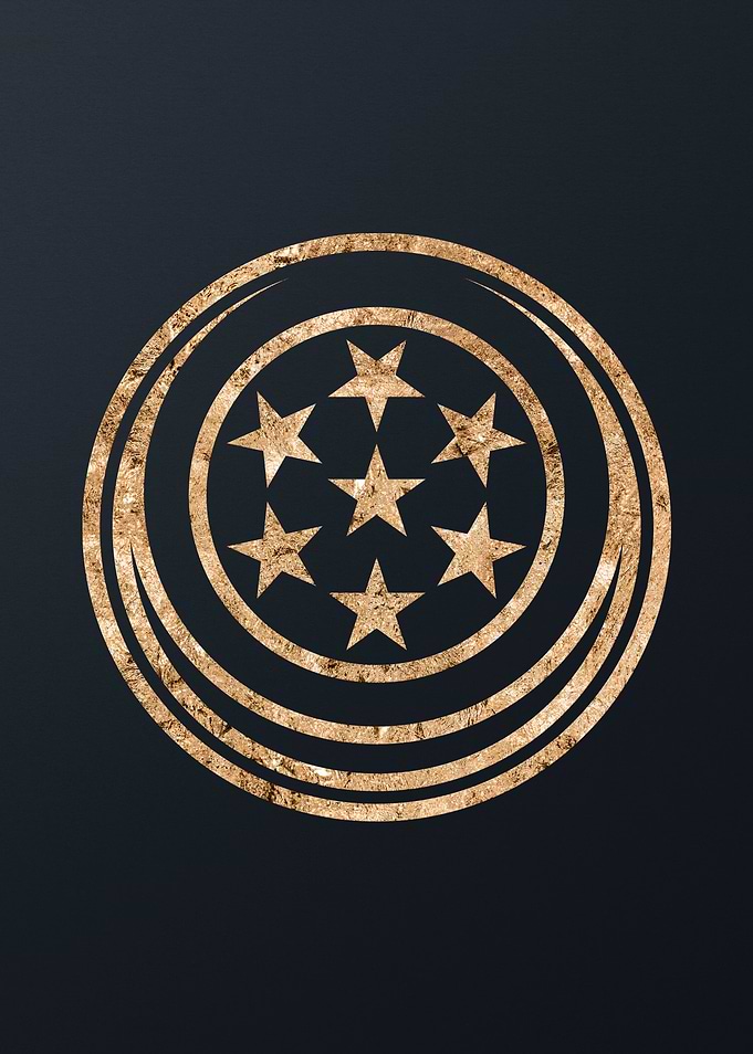 Gold Geometric Glyph Sign