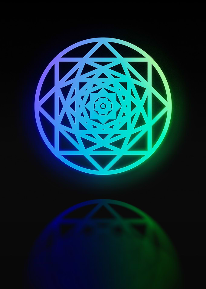 Neon Geometric Glyph Sign