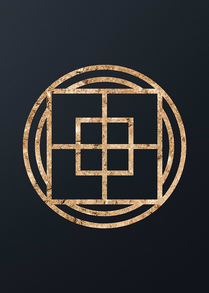 Gold Geometric Glyph Sign