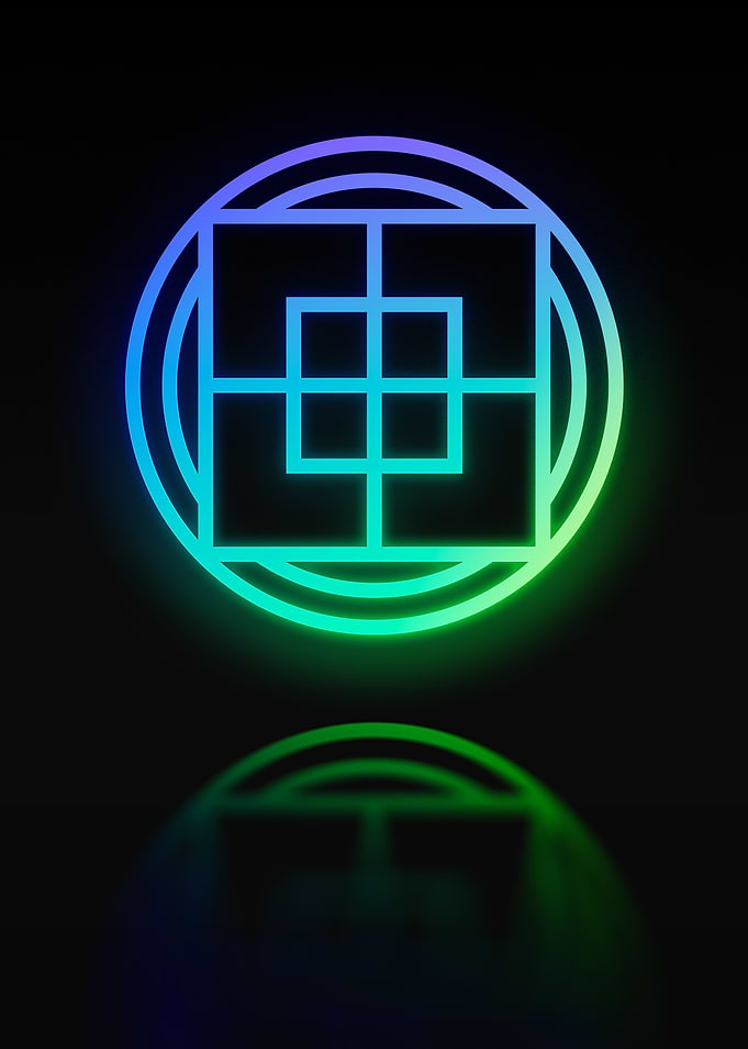 Neon Geometric Glyph Sign