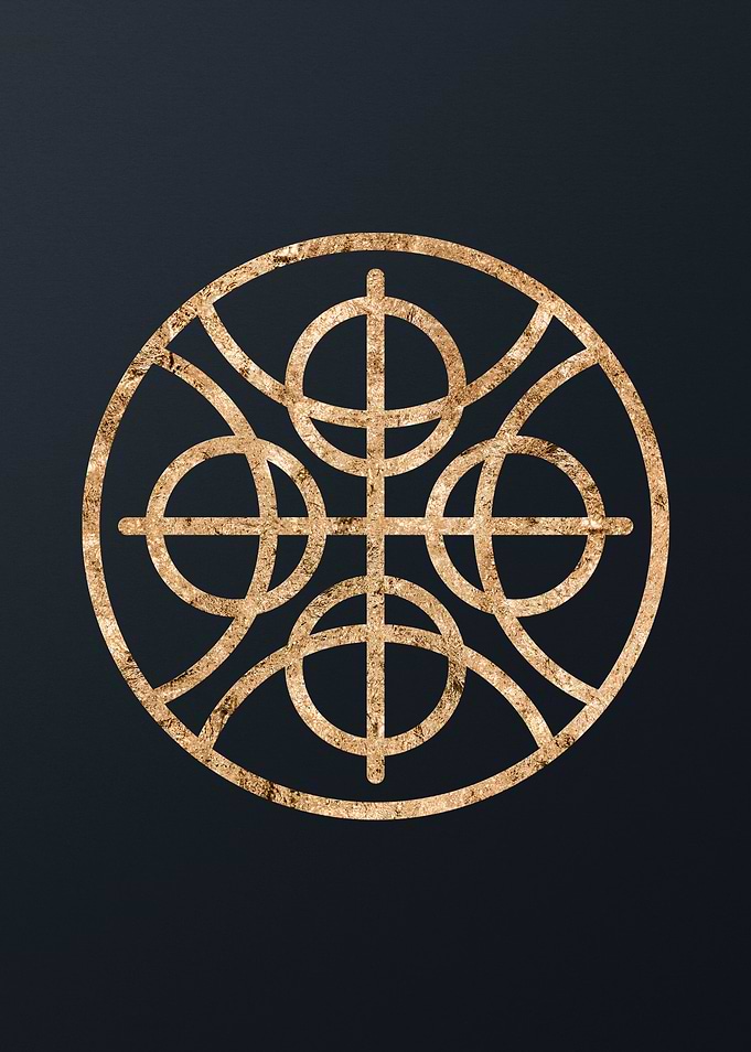 Gold Geometric Glyph Sign