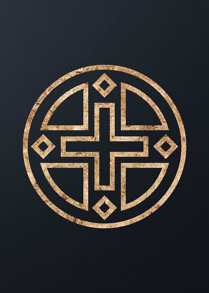 Gold Geometric Glyph Sign