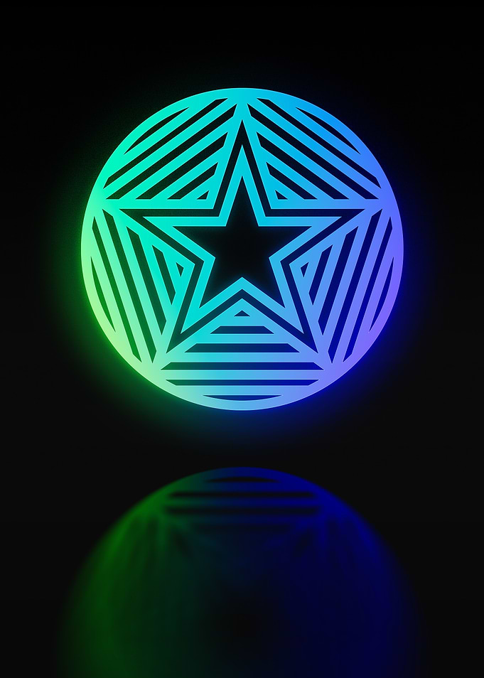 Neon Geometric Glyph Sign