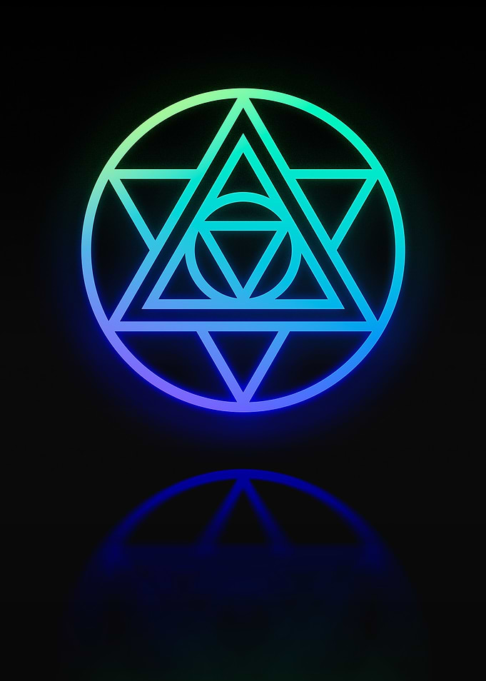 Neon Geometric Glyph Sign