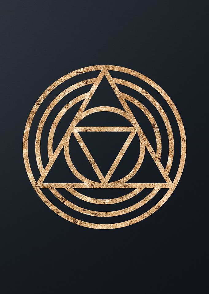 Gold Geometric Glyph Sign
