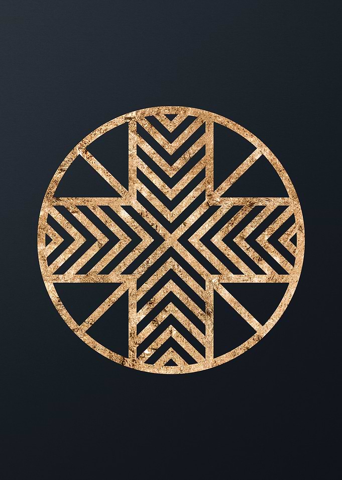 Gold Geometric Glyph Sign