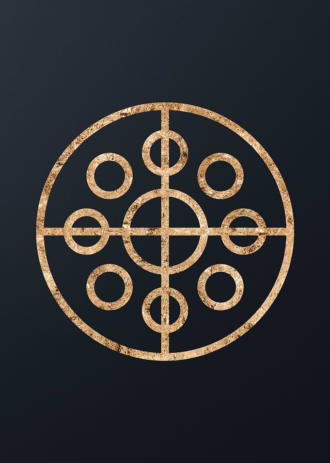 Gold Geometric Glyph Sign