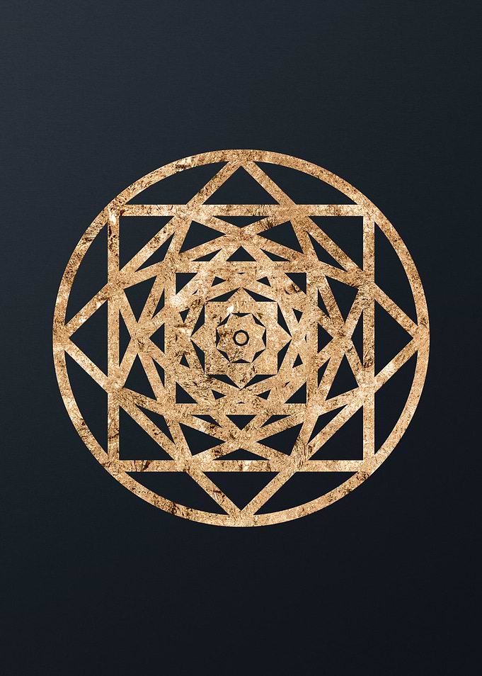 Gold Geometric Glyph Sign