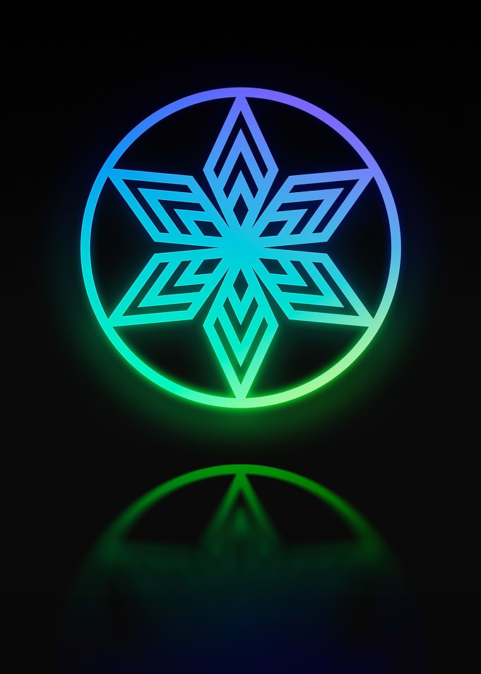 Neon Geometric Glyph Sign