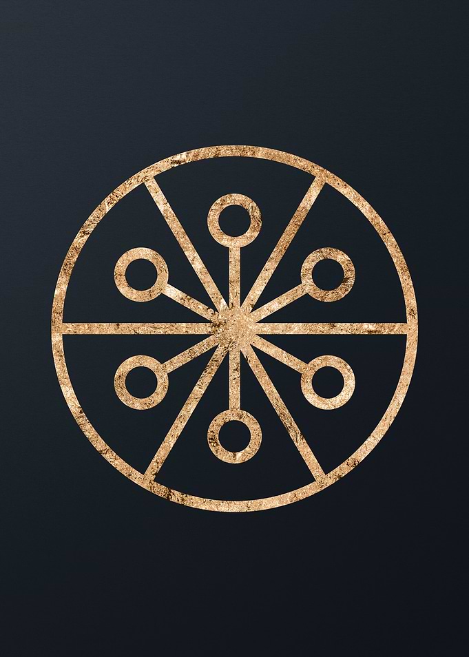 Gold Geometric Glyph Sign
