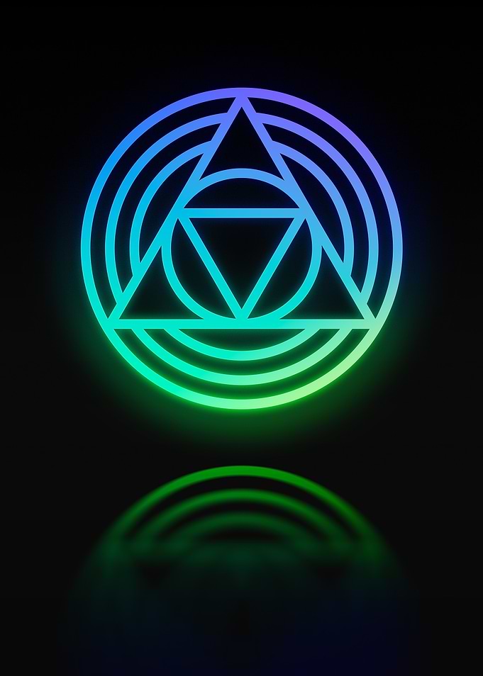 Neon Geometric Glyph Sign