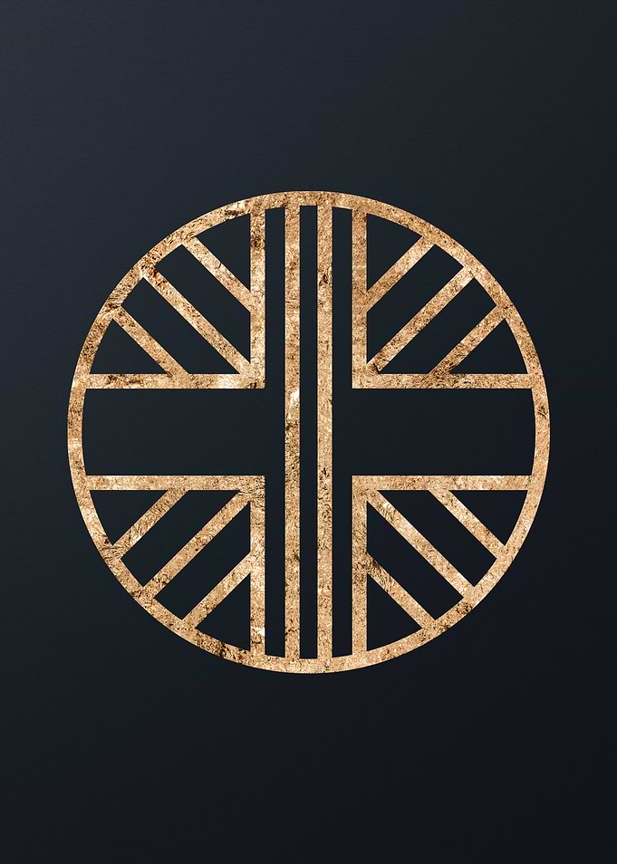 Gold Geometric Glyph Sign