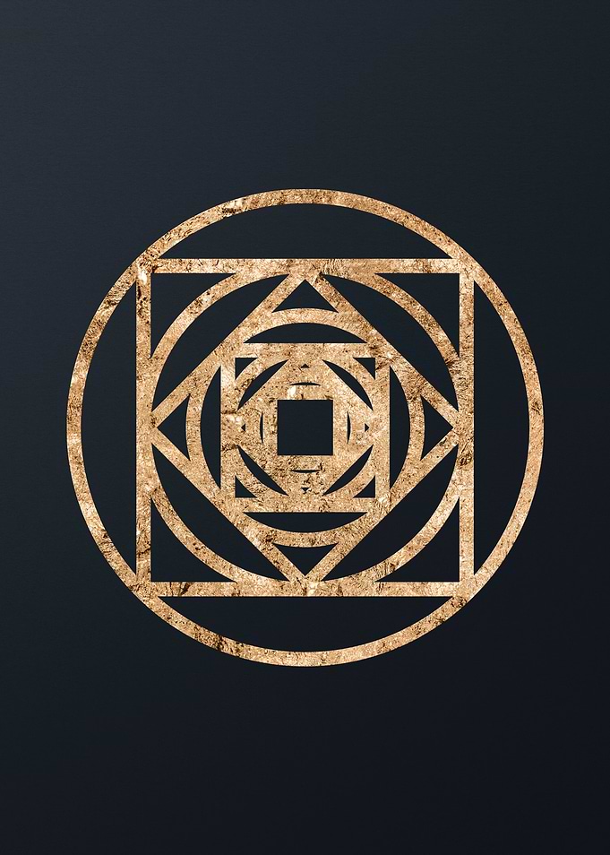 Gold Geometric Glyph Sign