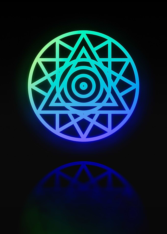 Neon Geometric Glyph Sign