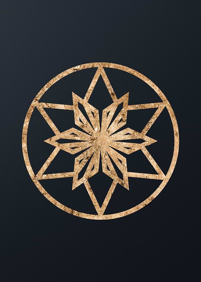 Gold Geometric Glyph Sign