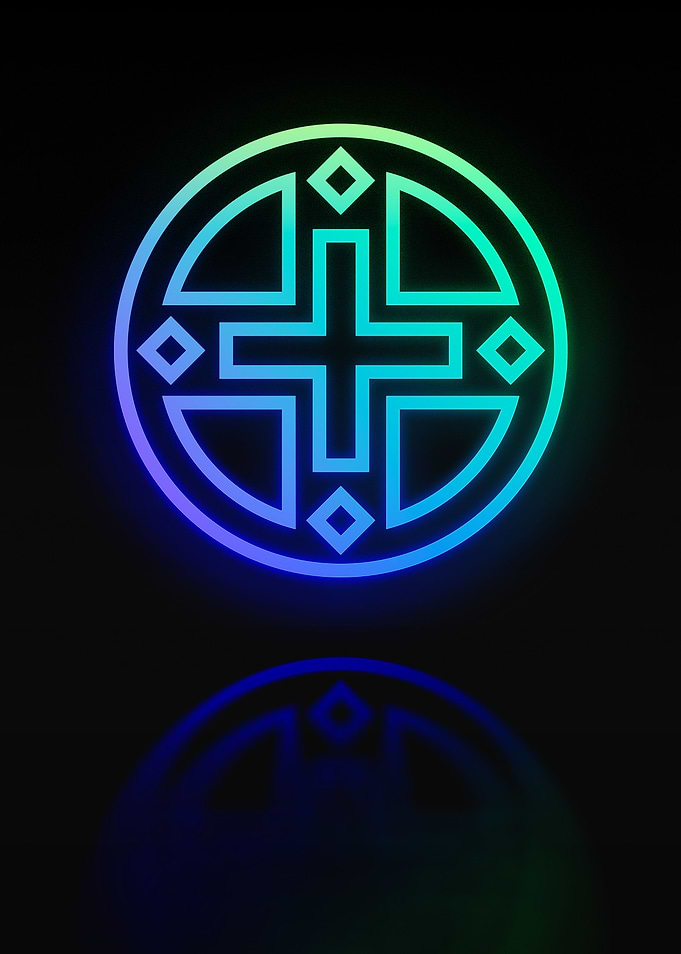 Neon Geometric Glyph Sign