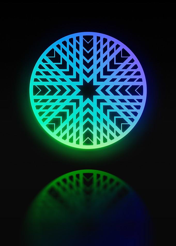 Neon Geometric Glyph Sign