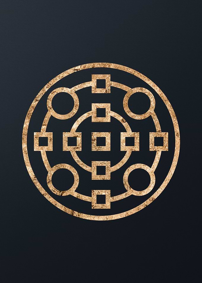 Gold Geometric Glyph Sign