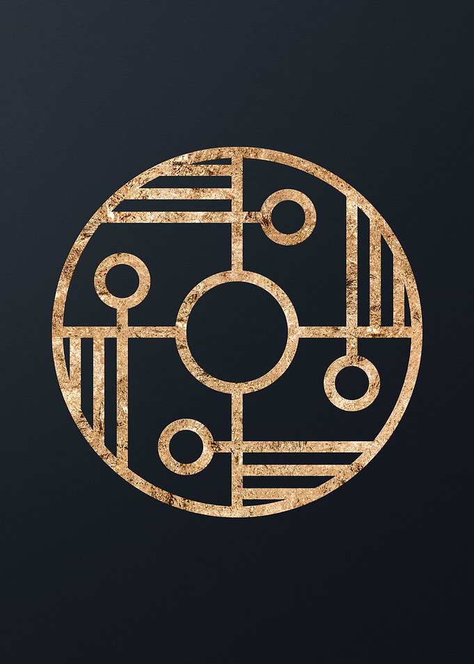 Gold Geometric Glyph Sign