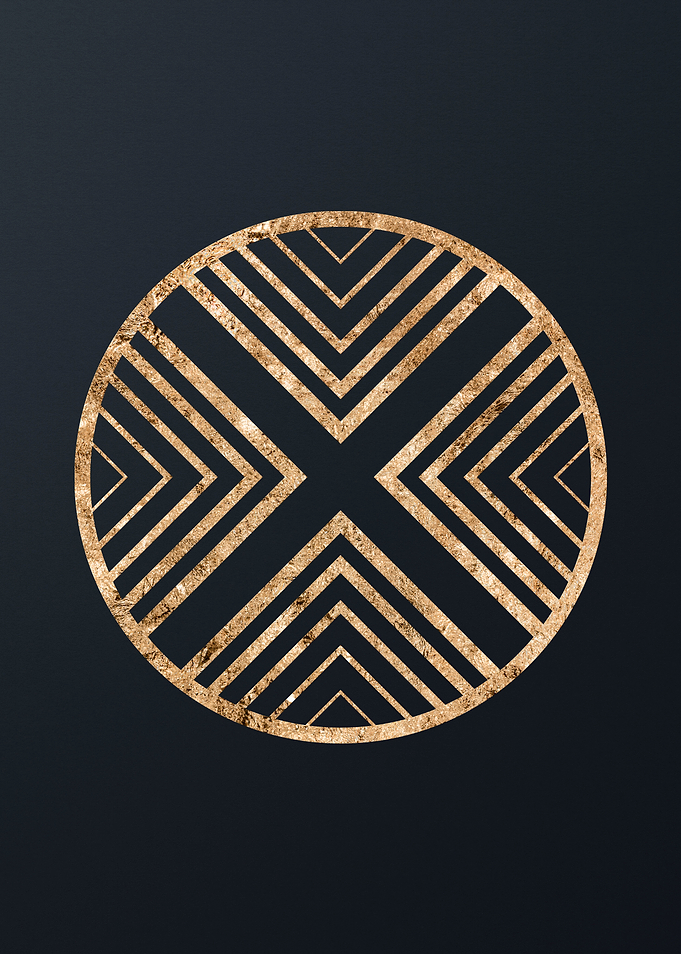 Gold Geometric Glyph Sign
