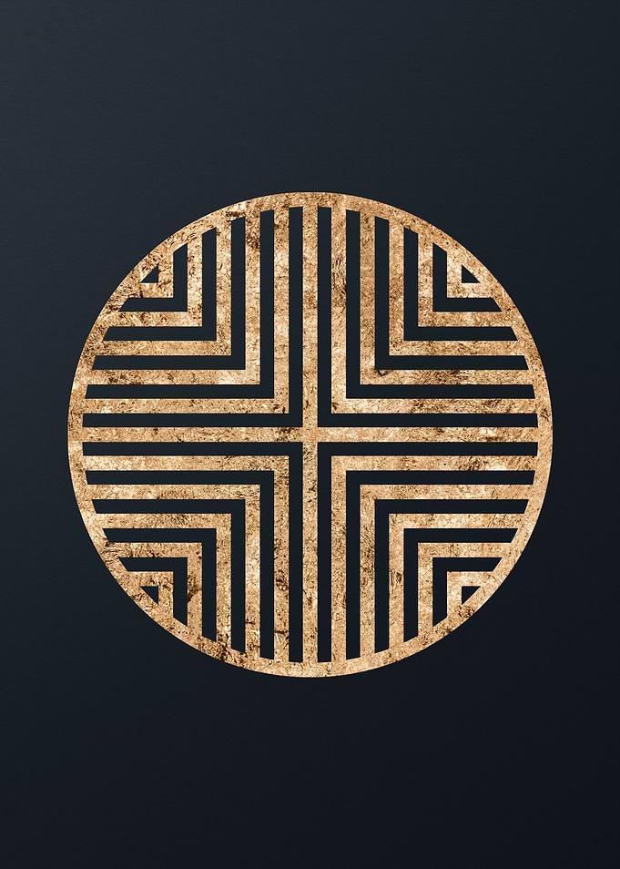Gold Geometric Glyph Sign