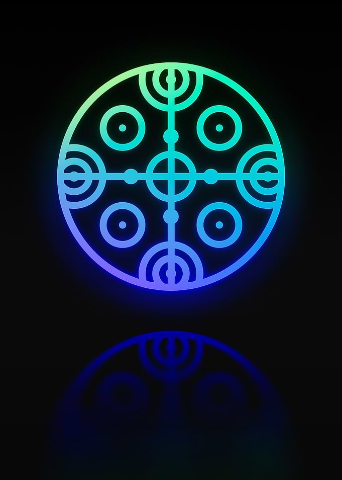 Neon Geometric Glyph Sign