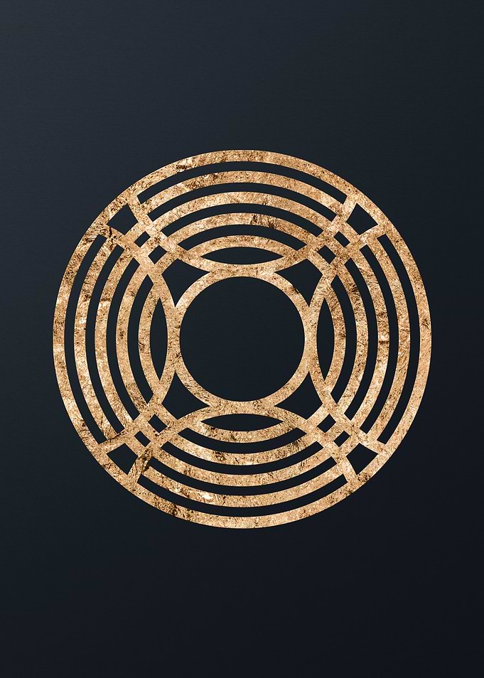 Gold Geometric Glyph Sign