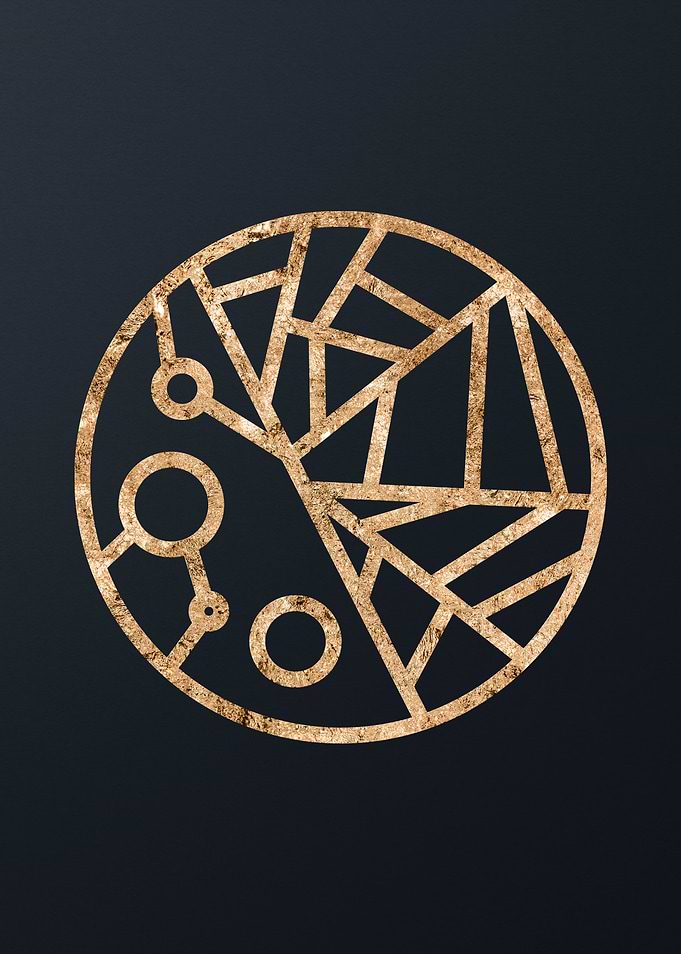Gold Geometric Glyph Sign