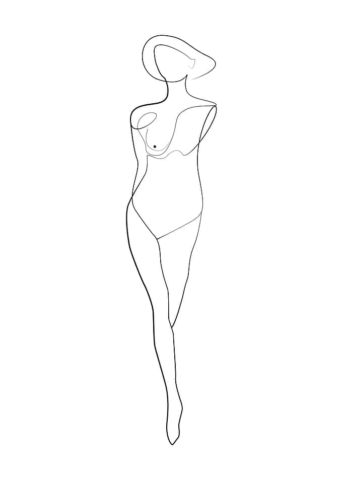 One Line Art Body Woman
