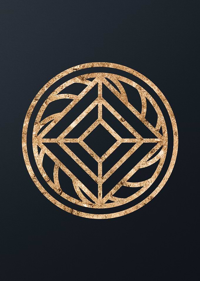 Gold Geometric Glyph Sign