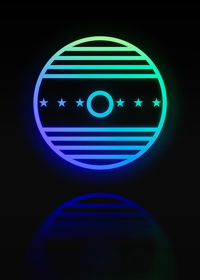 Neon Geometric Glyph Sign