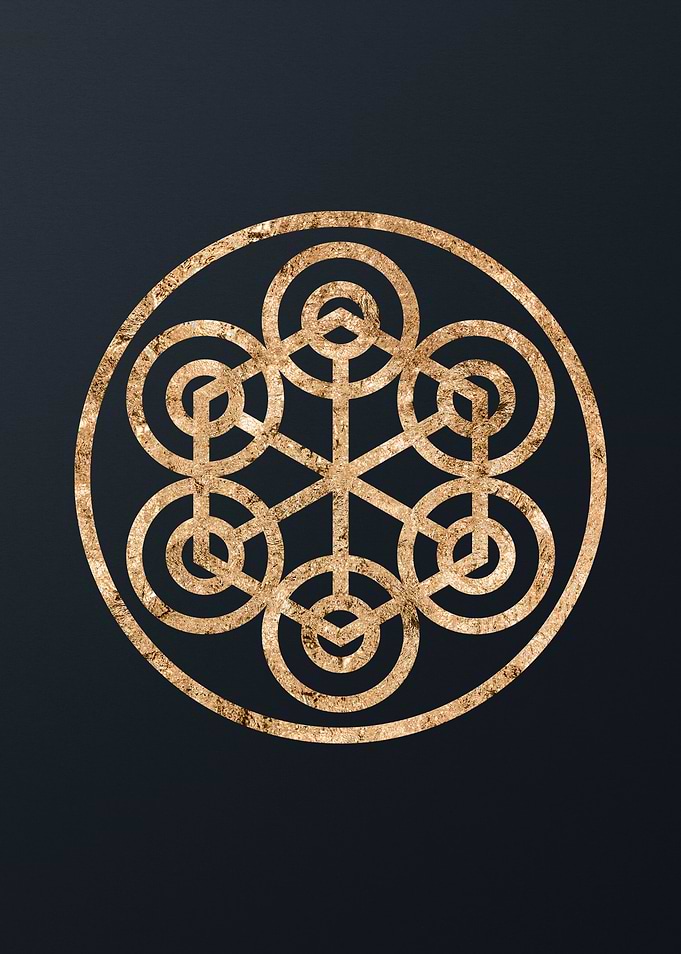 Gold Geometric Glyph Sign