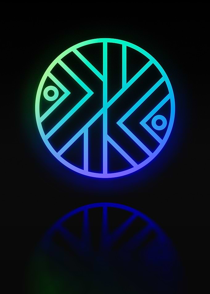 Neon Geometric Glyph Sign