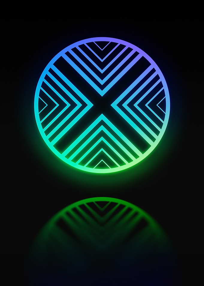 Neon Geometric Glyph Sign