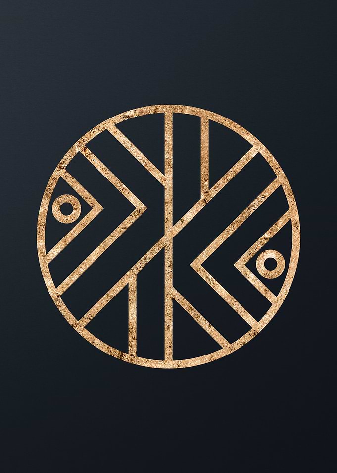 Gold Geometric Glyph Sign