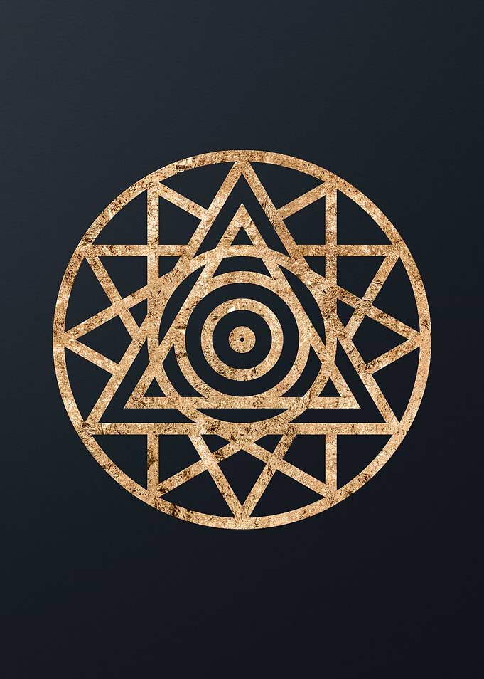 Gold Geometric Glyph Sign