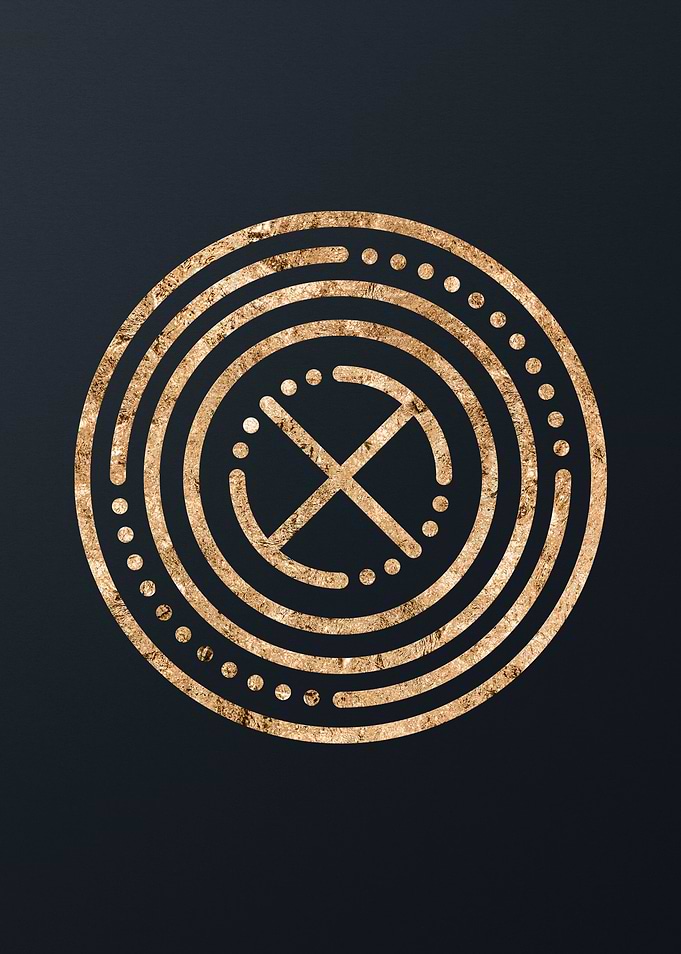 Gold Geometric Glyph Sign