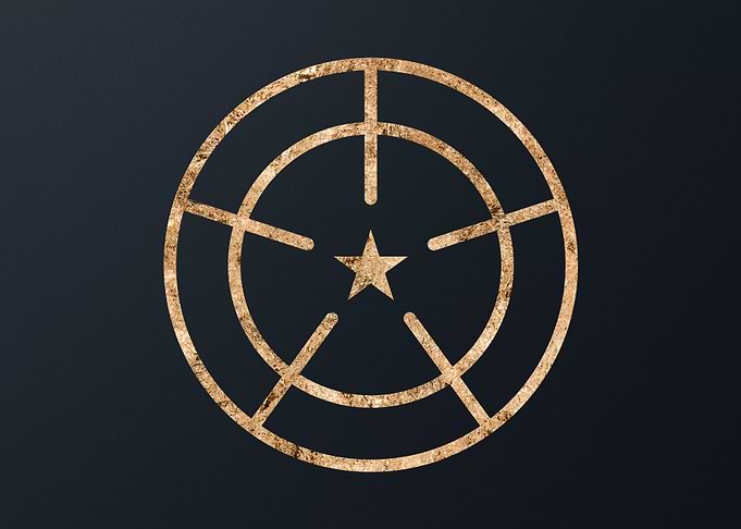 Gold Geometric Glyph Sign