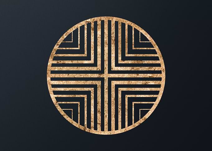 Gold Geometric Glyph Sign