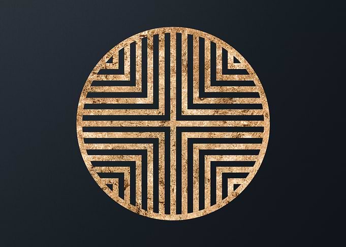 Gold Geometric Glyph Sign