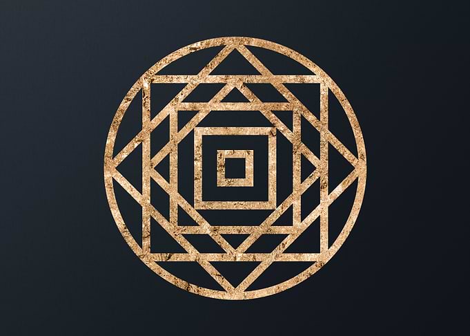 Gold Geometric Glyph Sign