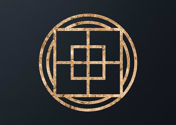Gold Geometric Glyph Sign