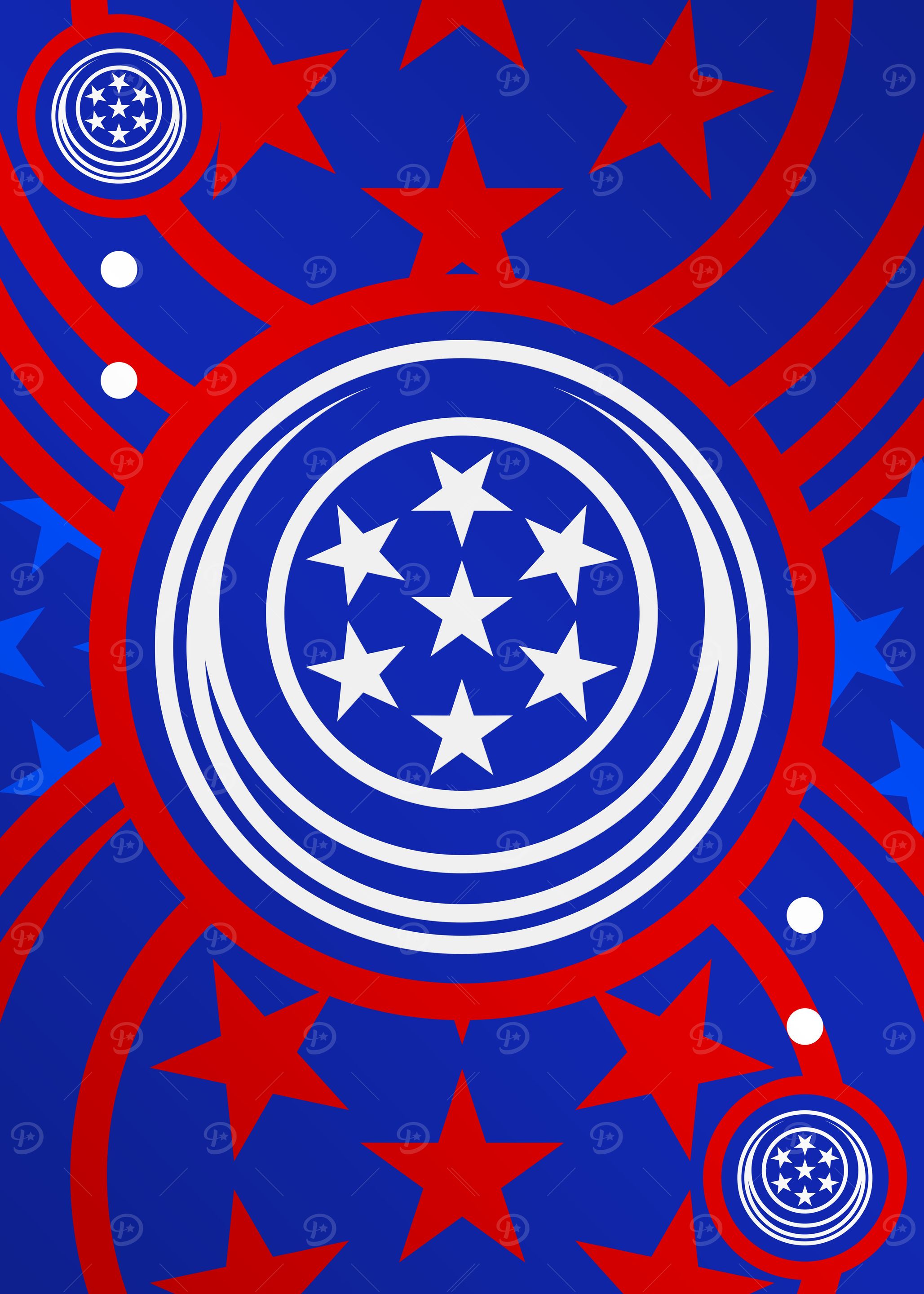 Red White and Blue Glyph